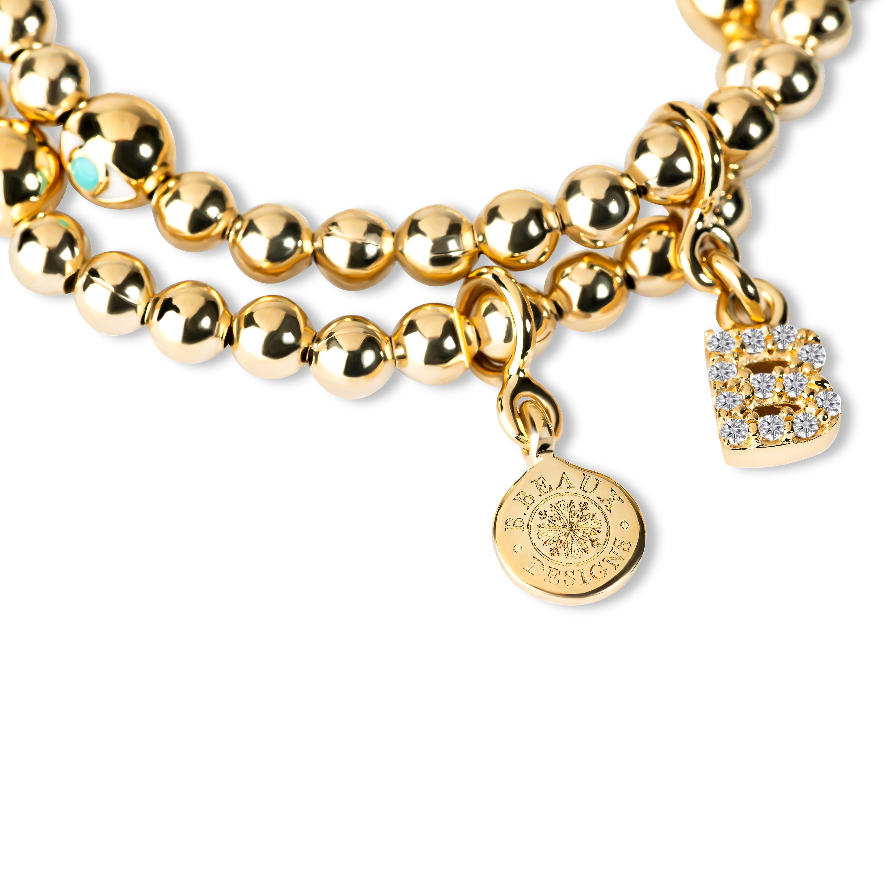 Karolina Gold Filled Bead Monogram Bracelet B382