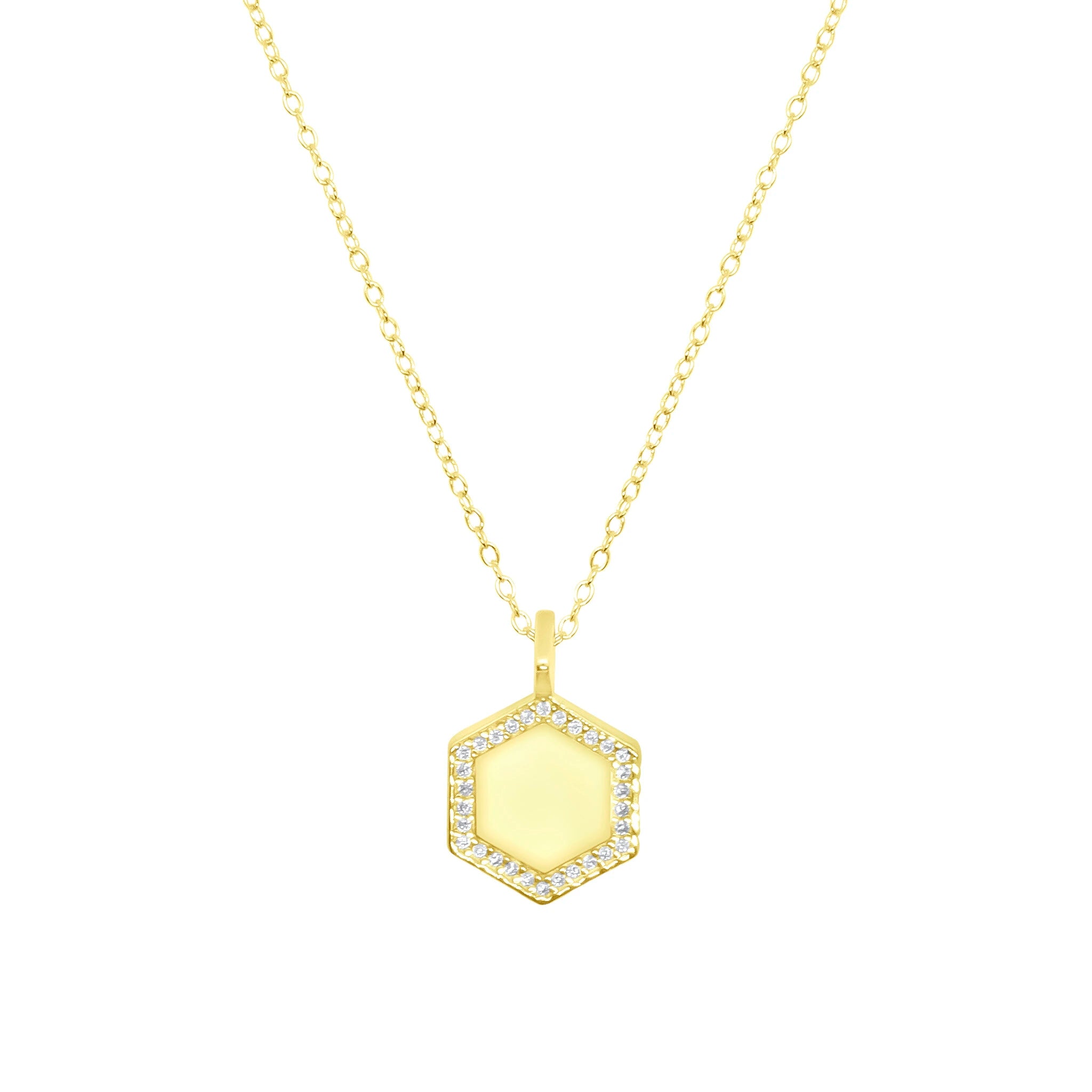 Rue Engraveable Hexagon Necklace N370