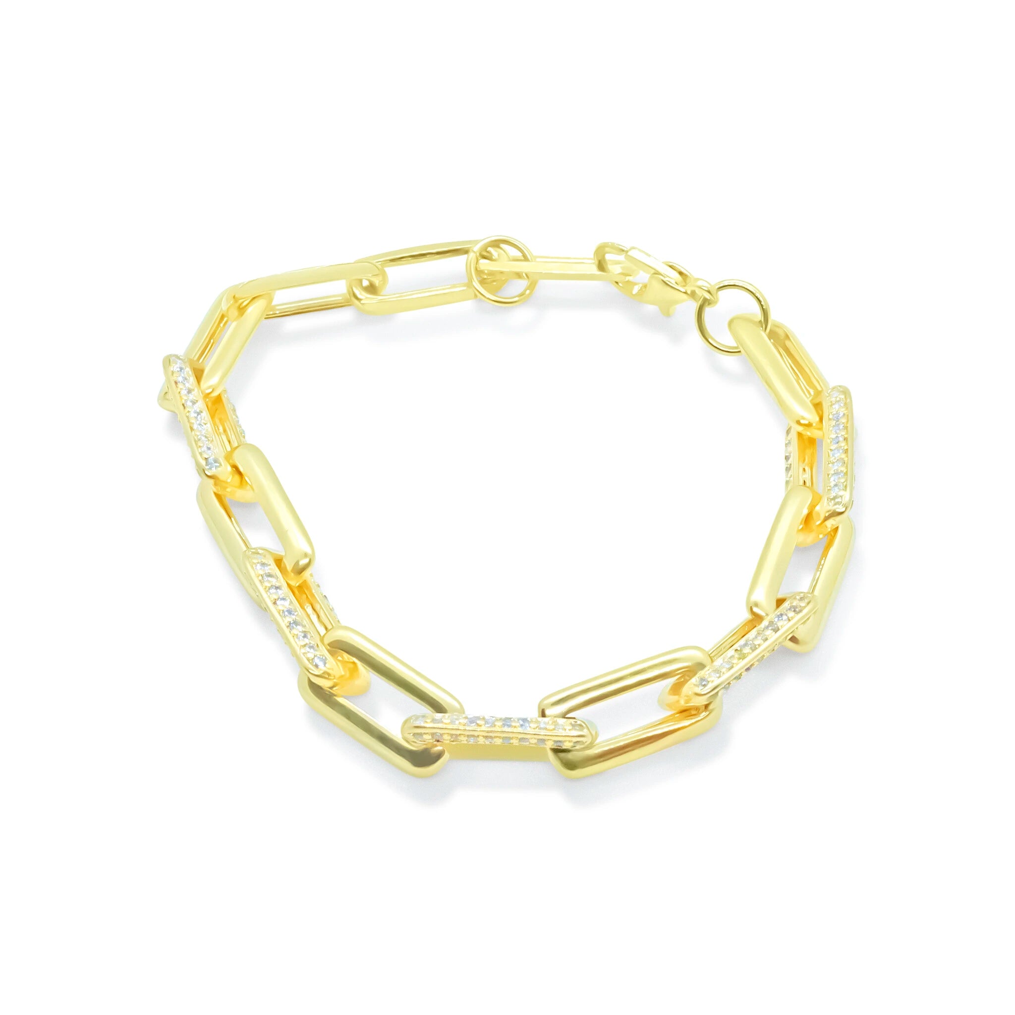 Baxter Paperclip Chain Bracelet with CZ Detail B310