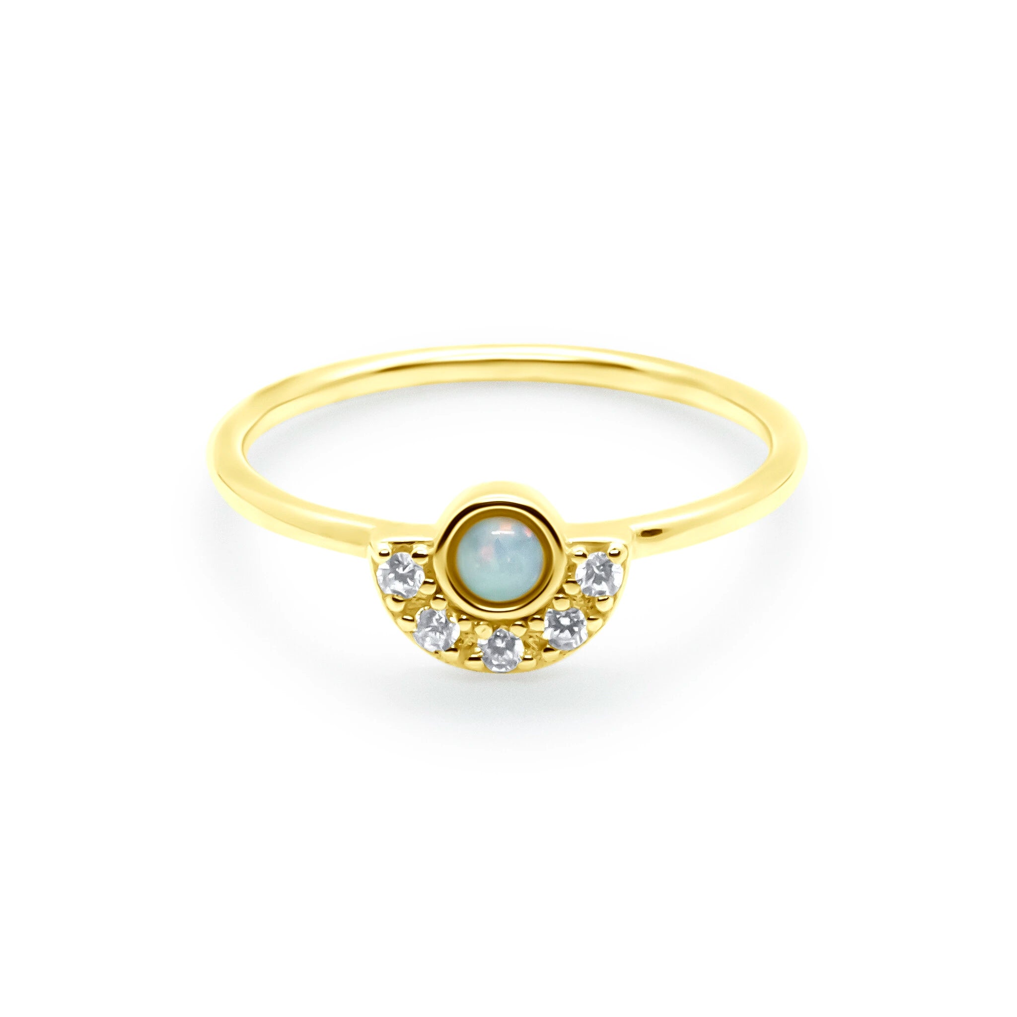 Sabrina Opal and CZ Semi Circle Ring R307