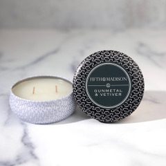 Gunmetal & Vetiver Chelsea Two Wick Travel Tin Candle